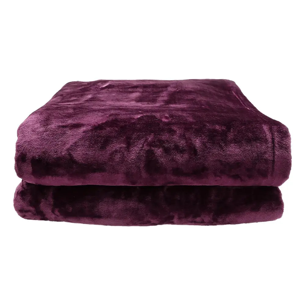 Laura Hill Double-sided Large 220 X 240cm Faux Mink Throw Rug Blanket 800-gsm Heavy - Purple - Home & Garden > Bedding