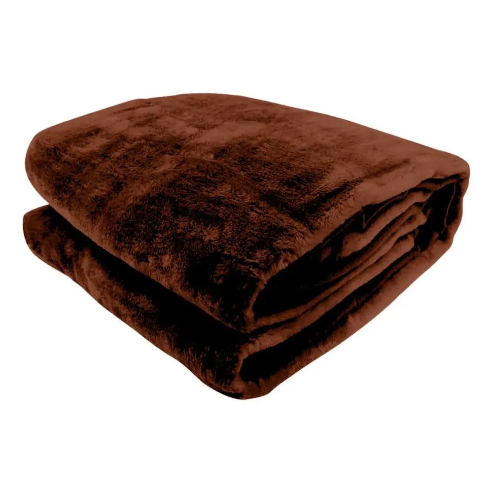 Laura Hill Faux Mink Blanket 800GSM Heavy Double-Sided - Chocolate - Home & Garden > Bedding