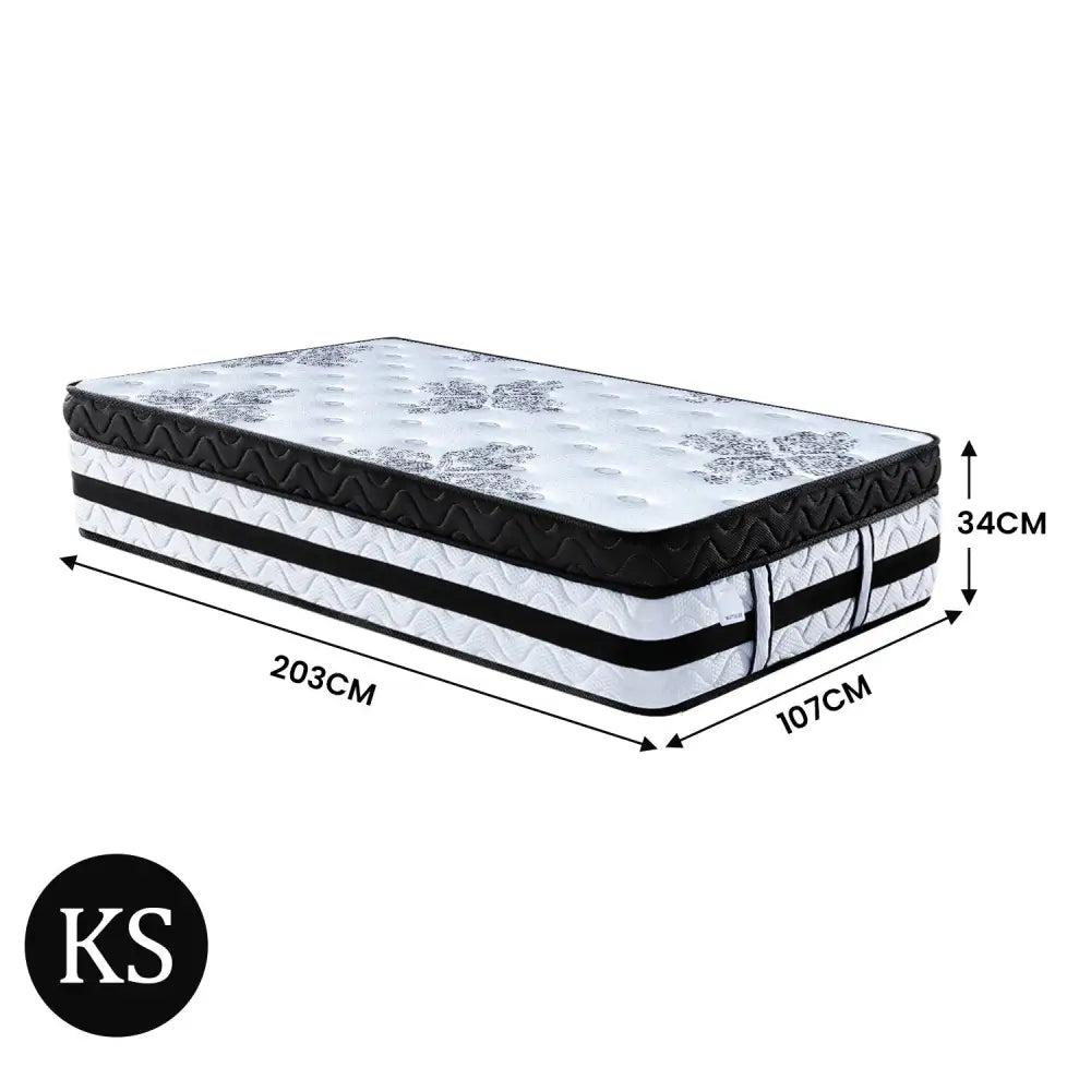 Laura Hill King Single Mattress Bed Size Euro Top 5 Zone Spring Foam 34cm - Home & Garden > Bedding