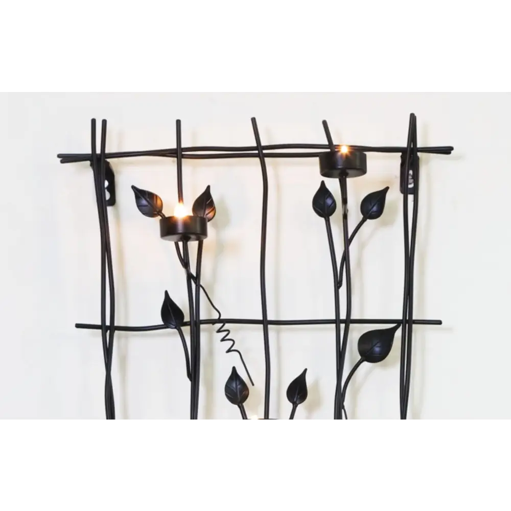 Leaf Style Black Tealight Candle Holders Wall Art Decor - Home & Garden > Decor