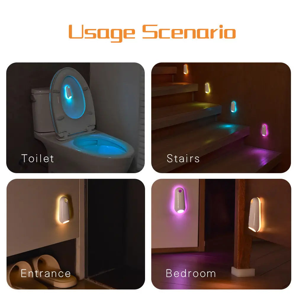 LED Motion Sensor Toilet Night Light - 8-Color Adjustable Glow with Modern Design - Home & Garden > Lighting > Night