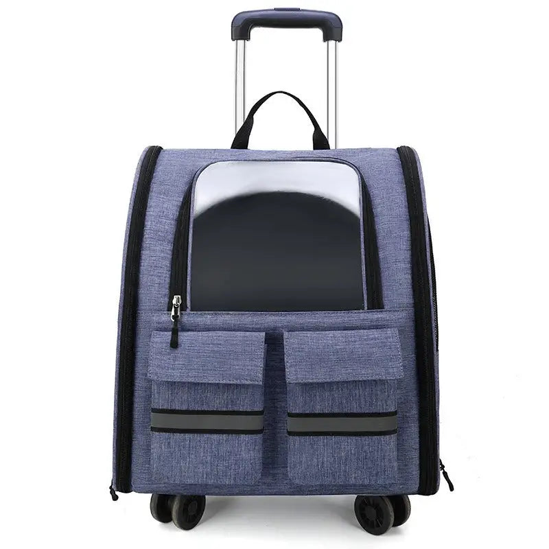 light Blue 3-in-1 Pet Carrier: Rolling Backpack with Collapsible Design - Pet Care > Cat Supplies > Cat Carriers &