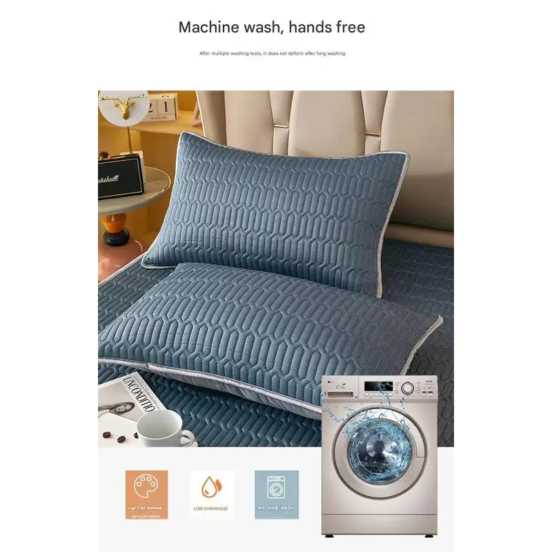 Light Blue Cooling latex texture Pillowcase Set - Latex Feeling Solid Color 48x74cm (Pair) - Home & Garden > Bedding >