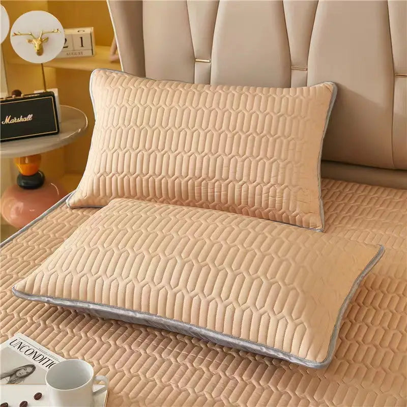Light Orange Cooling latex texture Pillowcase Set - Latex Feeling Solid Color 48x74cm (Pair) - Home & Garden > Bedding