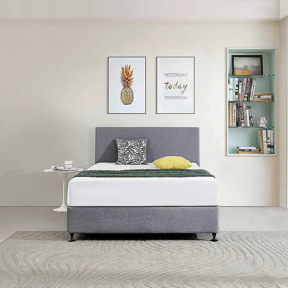 Linen Fabric Double Bed Deluxe Headboard Bedhead - Slate Ash - Furniture > Bedroom > Beds & Bed Frames