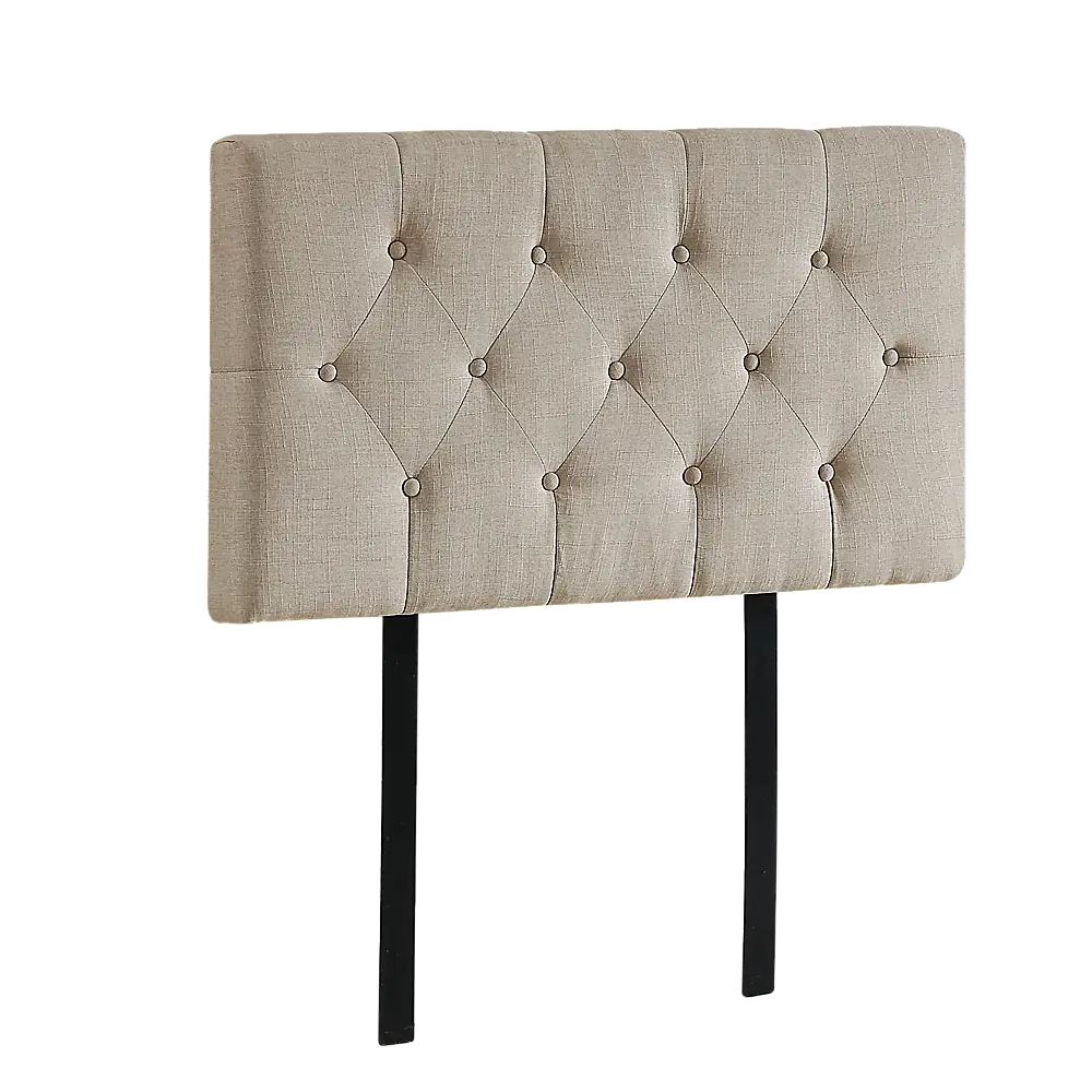 Linen Fabric Single Bed Deluxe Headboard Bedhead - Beige - Furniture > Bedroom > Beds & Bed Frames