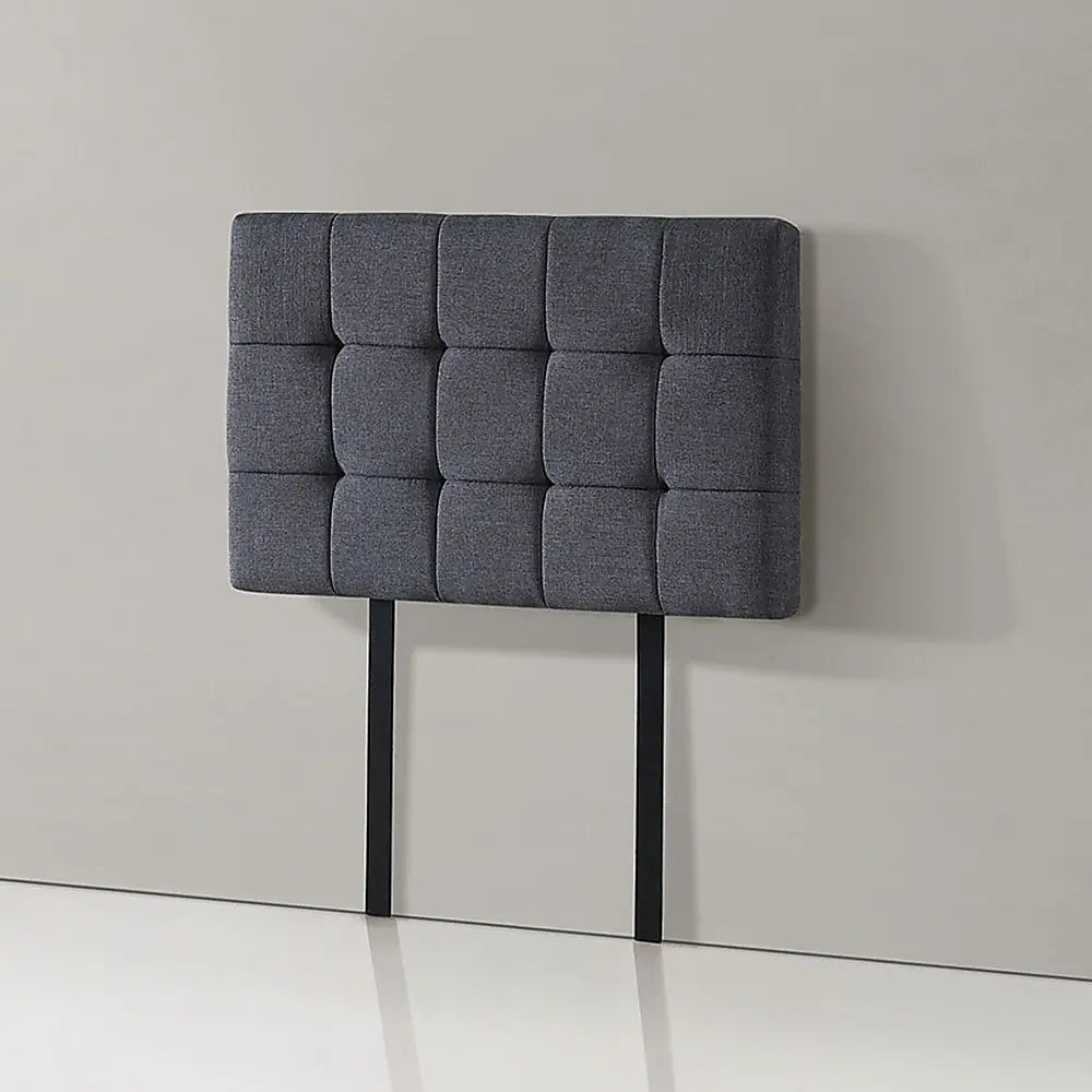 Linen Fabric Single Bed Deluxe Headboard Bedhead - Grey - Furniture > Bedroom
