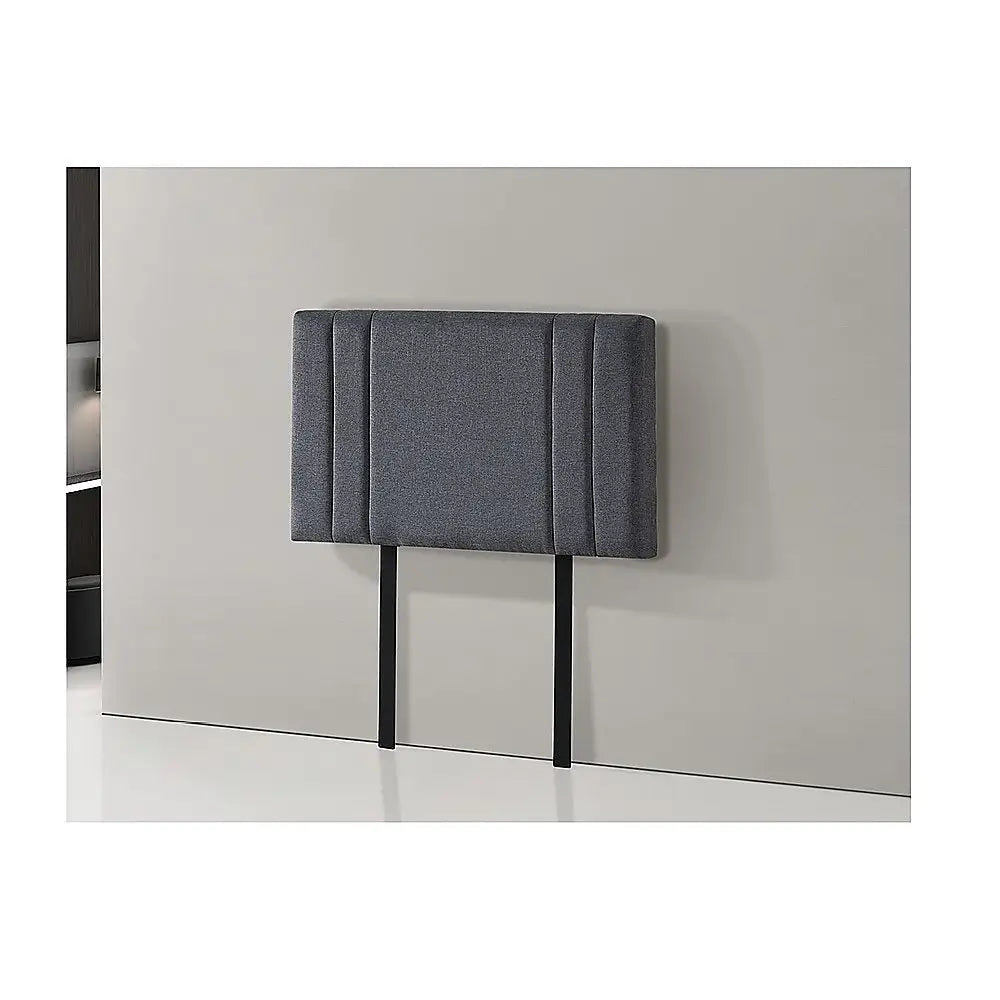 Linen Fabric Single Bed Deluxe Headboard Bedhead - Grey - Furniture > Bedroom > Beds & Bed Frames