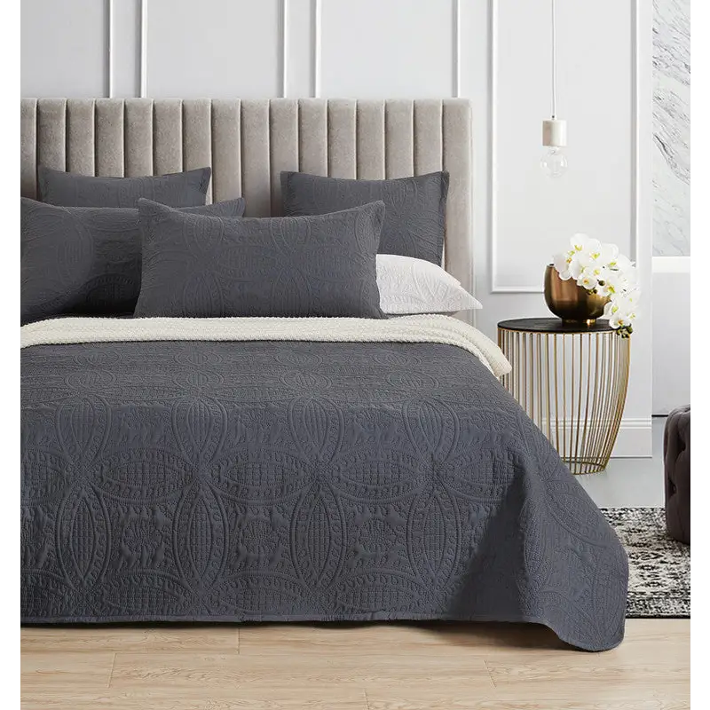 Lisbon Quilted 3 Pieces Embossed Coverlet Set-queen/double charcoal - Home & Garden > Kitchenware > Oven Mitts & Pot