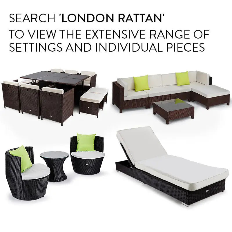 LONDON RATTAN Ottoman Outdoor Wicker Furniture Garden Sofa Lounge Foot Stool - Furniture > Outdoor