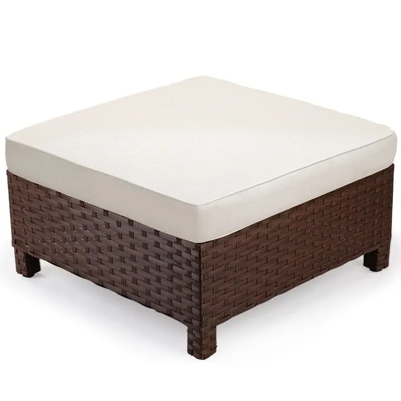 LONDON RATTAN Ottoman Outdoor Wicker Furniture Garden Sofa Lounge Foot Stool - Furniture > Outdoor