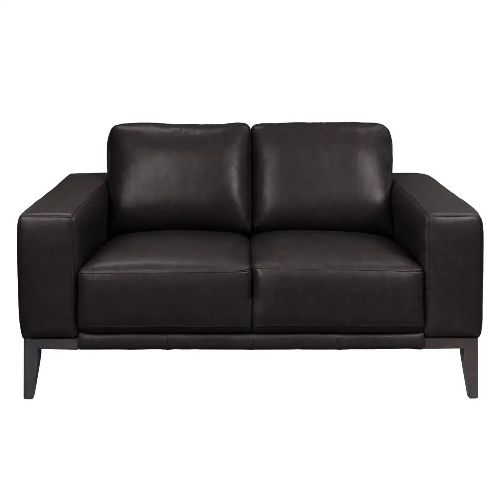 Lorenzo 2 Seater Sofa Leather Upholstered Lounge - Chocolate - Furniture > Sofas