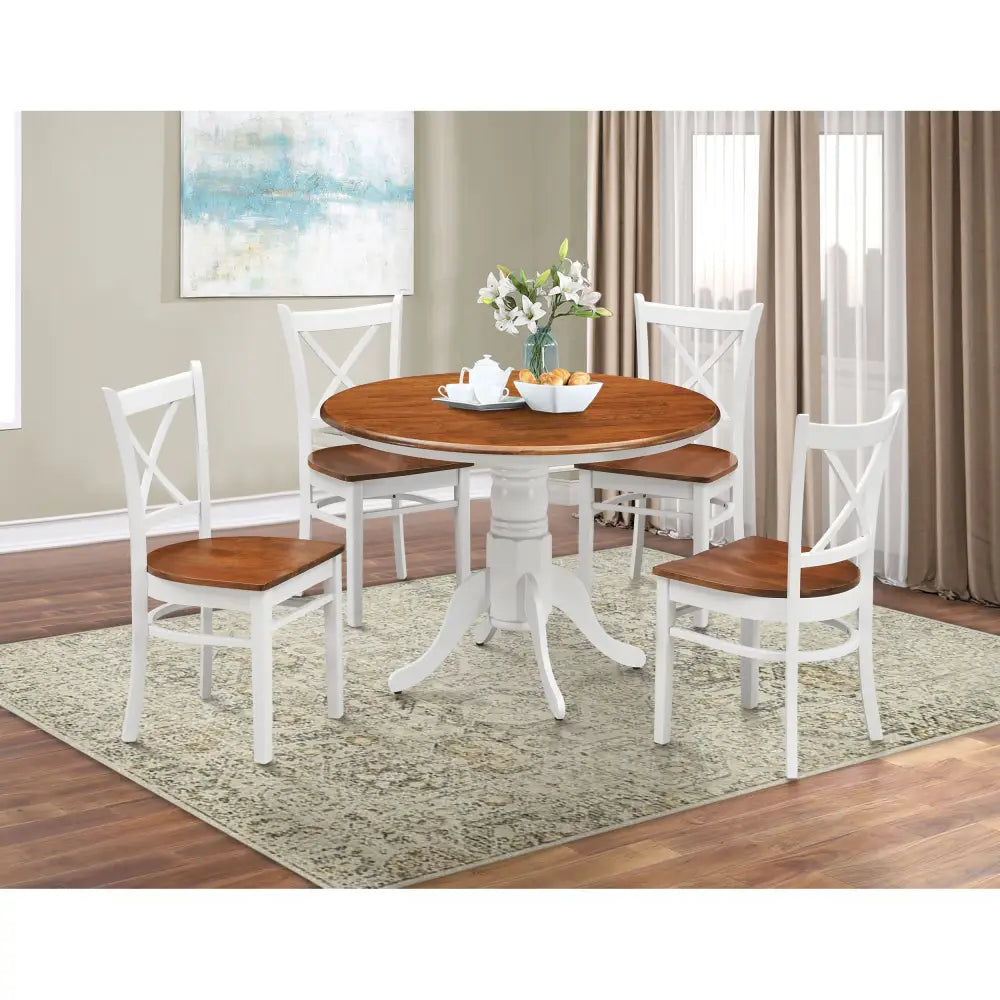 Lupin Dining Chair Set of 6 Crossback Solid Rubber Wood Furniture - White Oak - Furniture > Dining