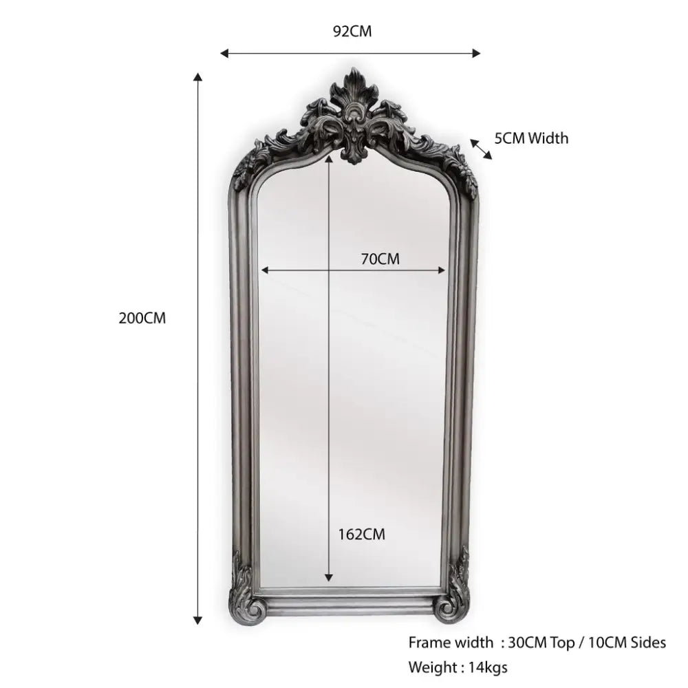 LUX Arch French Provincial Ornate Mirror - Antique Silver - Home & Garden > Decor