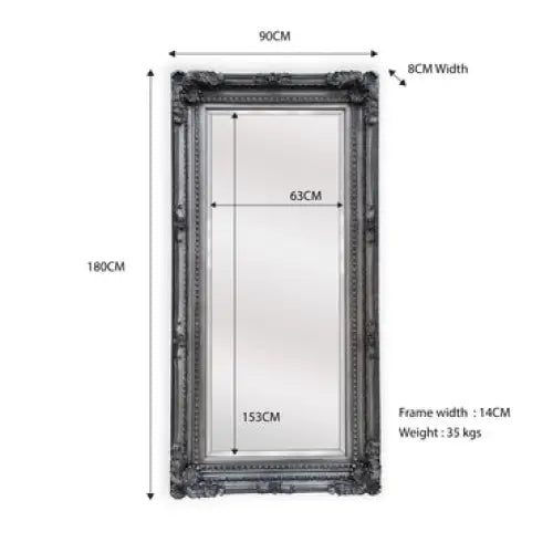 LUX French Provincial Ornate Mirror - Antique Silver - Home & Garden > Decor