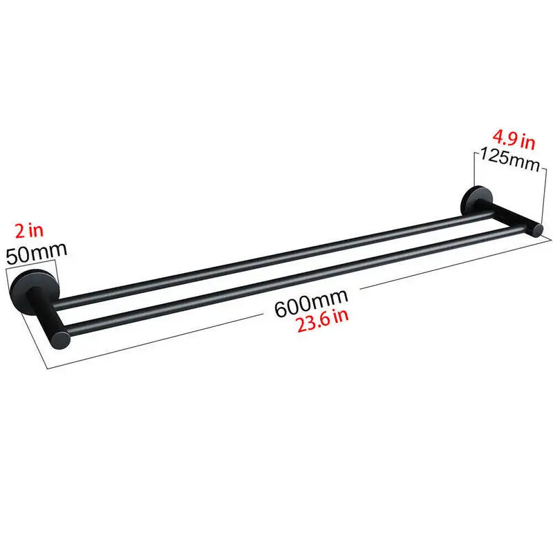 Luxurious Brushed Gold Stainless Steel 304 Towel Rack Rail - Double Bar 600mm - Home & Garden > Bathroom Accessories >