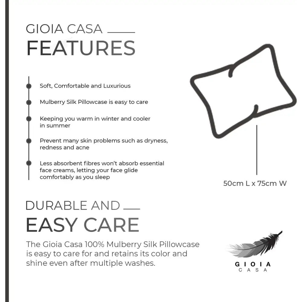 Luxury Pillowcase - 100% Pure Mulberry Silk on Both Sides - Black - Home & Garden > Bedding > Pillowcases