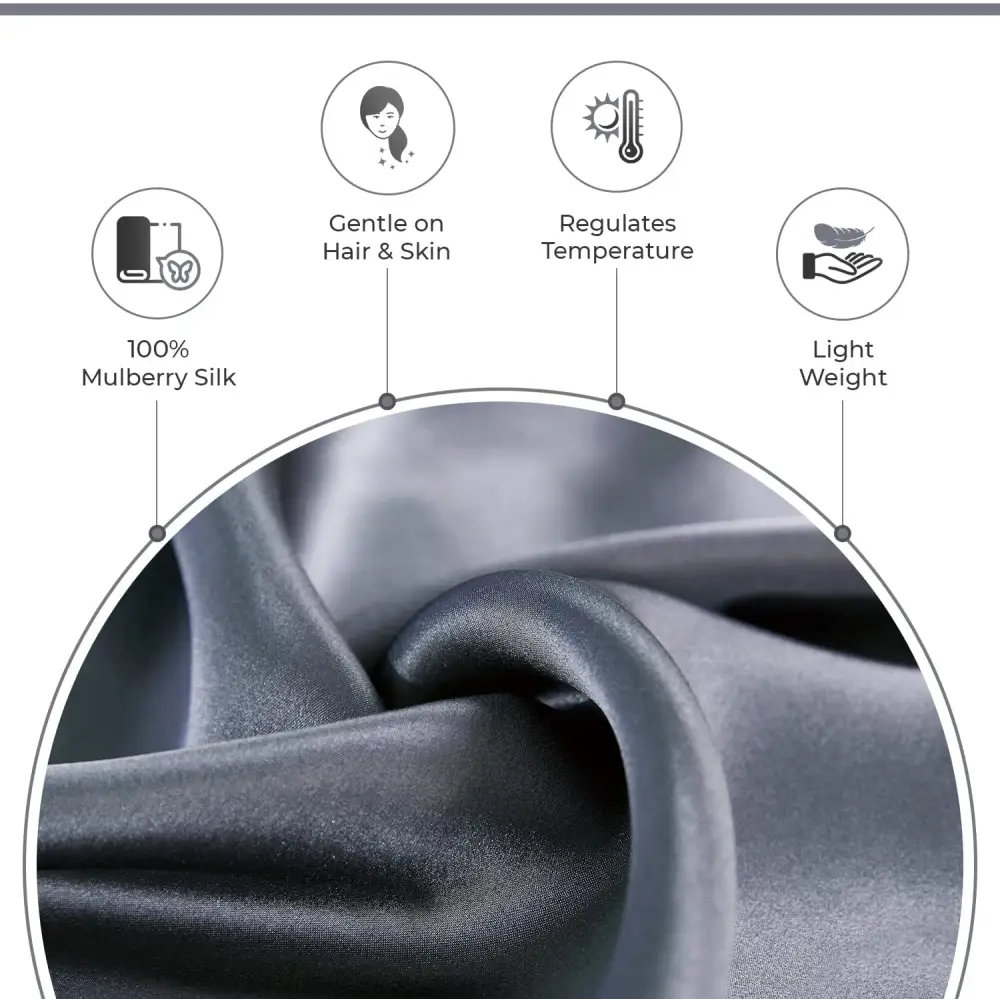 Luxury Pillowcase - 100% Pure Mulberry Silk on Both Sides - Charcoal - Home & Garden > Bedding > Pillowcases