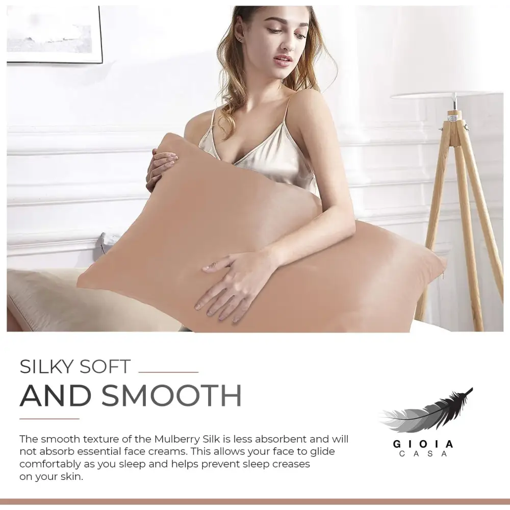 Luxury Pillowcase - 100% Pure Mulberry Silk on Both Sides - Copper - Home & Garden > Bedding > Pillowcases