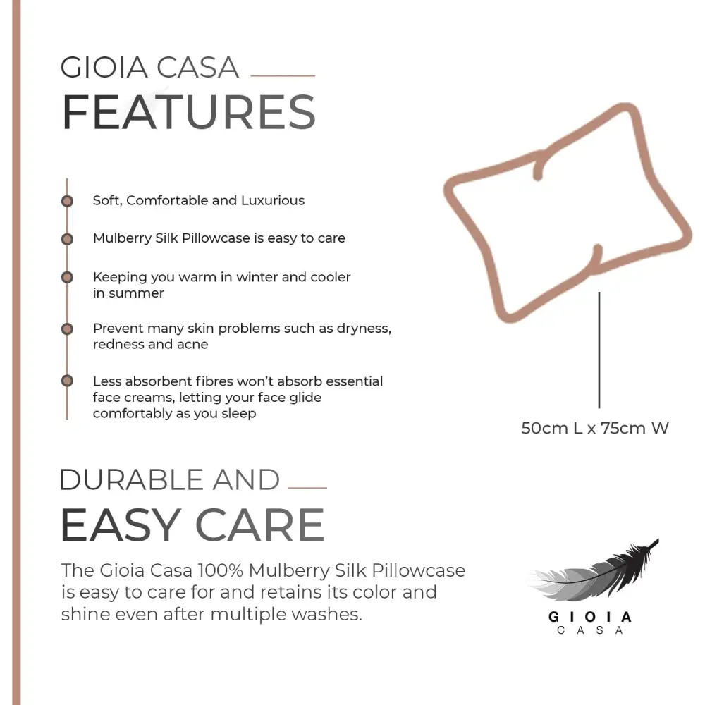 Luxury Pillowcase - 100% Pure Mulberry Silk on Both Sides - Copper - Home & Garden > Bedding > Pillowcases