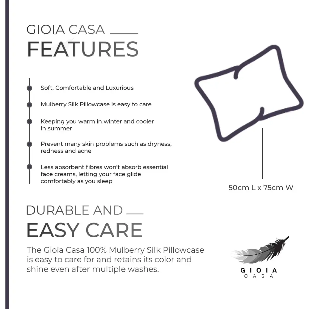 Luxury Pillowcase - 100% Pure Mulberry Silk on Both Sides - Dark Purple - Home & Garden > Bedding > Pillowcases