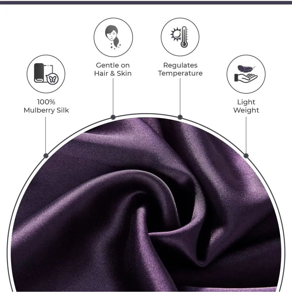 Luxury Pillowcase - 100% Pure Mulberry Silk on Both Sides - Dark Purple - Home & Garden > Bedding > Pillowcases