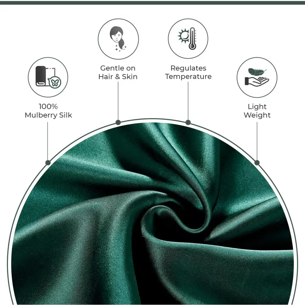 Luxury Pillowcase - 100% Pure Mulberry Silk on Both Sides - Emerald Green - Home & Garden > Bedding > Pillowcases