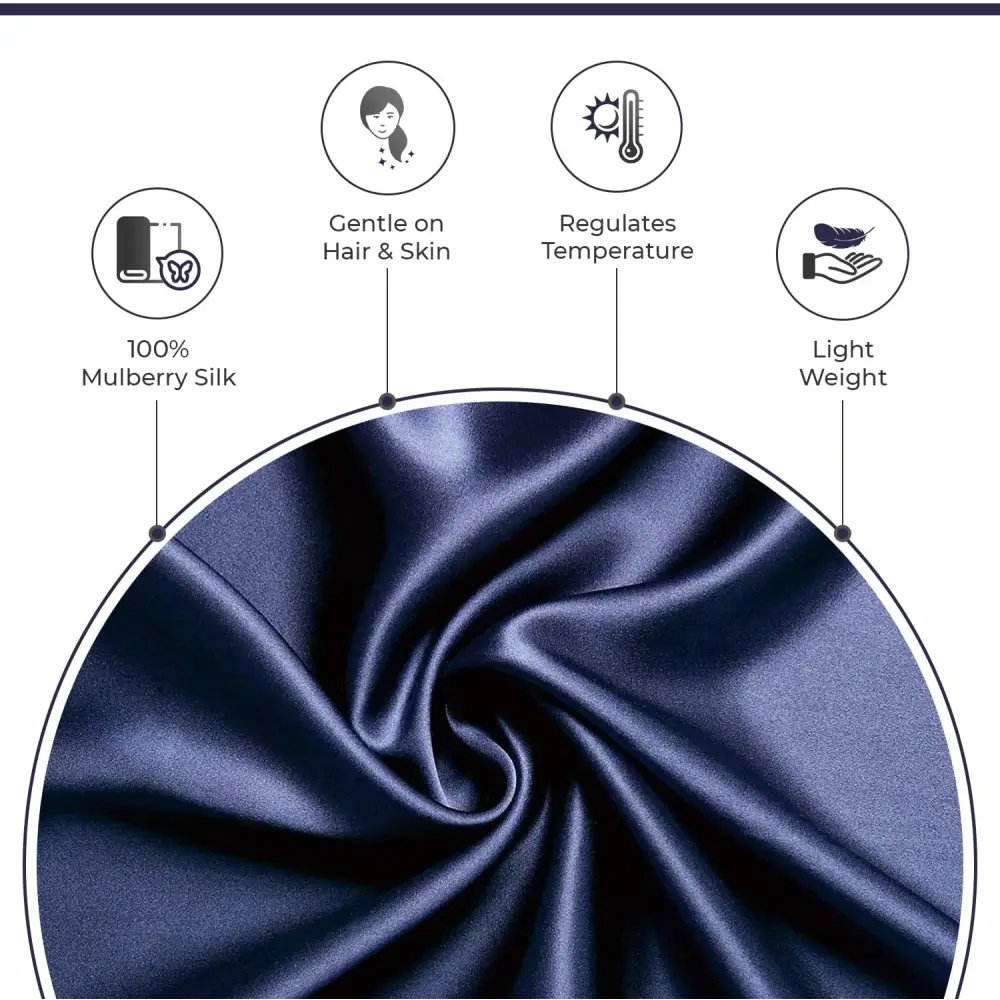 Luxury Pillowcase - 100% Pure Mulberry Silk on Both Sides - Navy - Home & Garden > Bedding > Pillowcases
