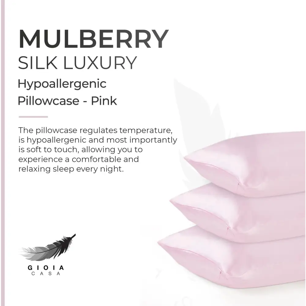 Luxury Pillowcase - 100% Pure Mulberry Silk on Both Sides - Pink - Home & Garden > Bedding > Pillowcases