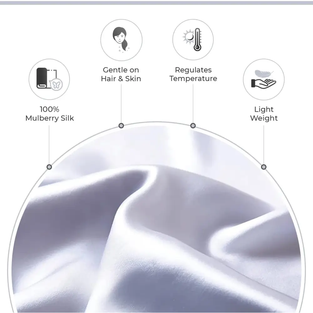 Luxury Pillowcase - 100% Pure Mulberry Silk on Both Sides - Silver - Home & Garden > Bedding > Pillowcases