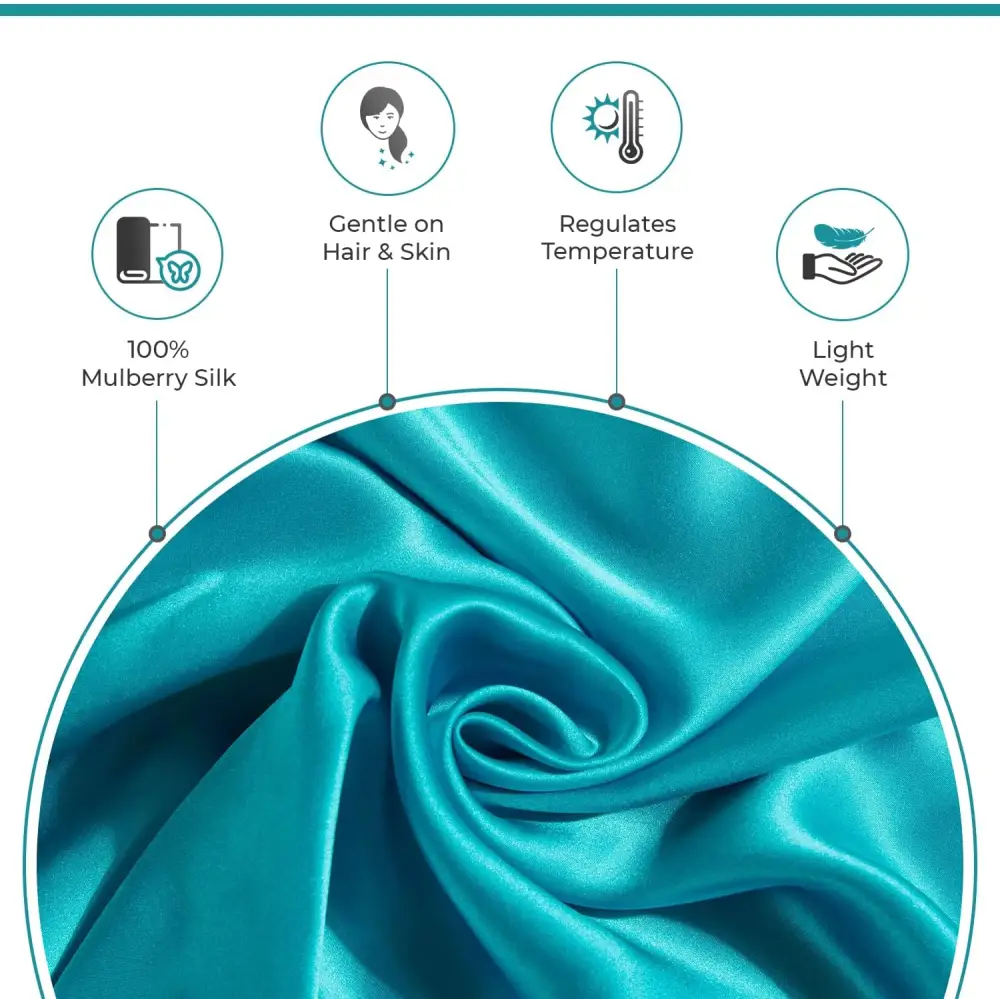 Luxury Pillowcase - 100% Pure Mulberry Silk on Both Sides - Teal - Home & Garden > Bedding > Pillowcases