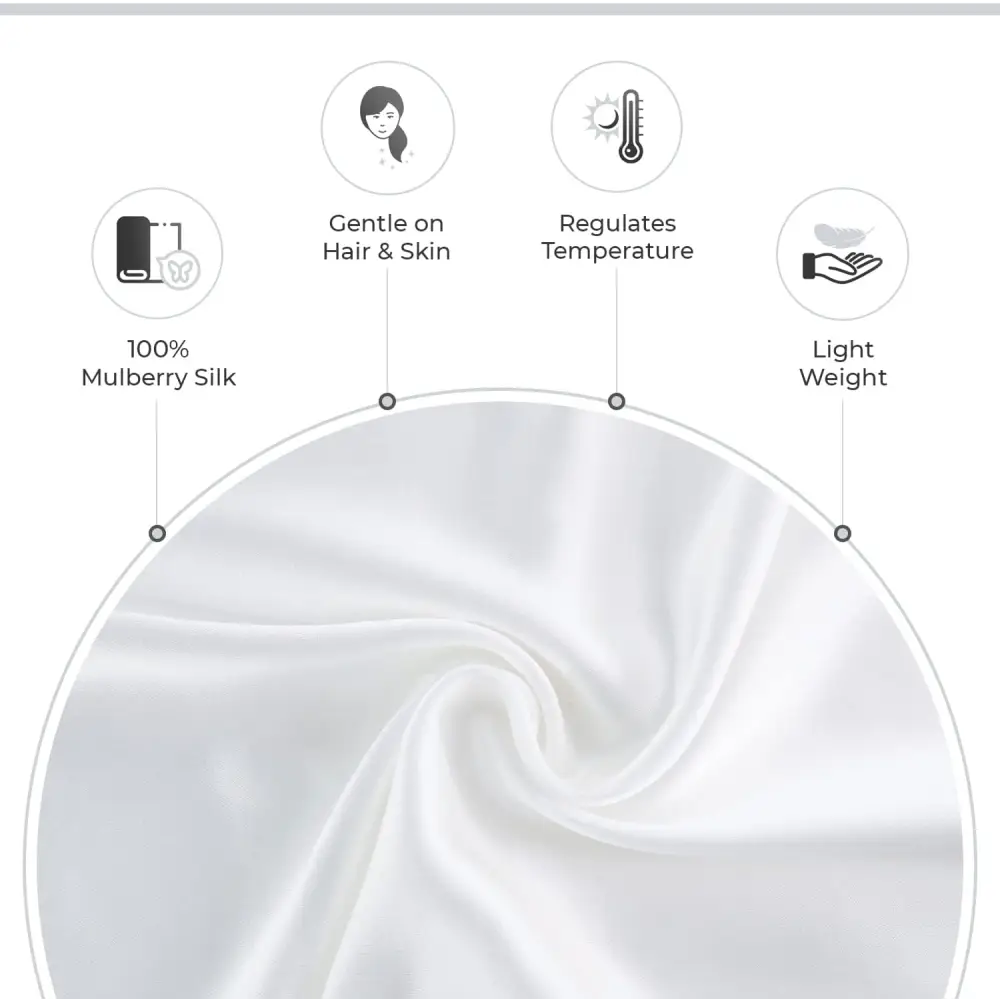Luxury Pillowcase - 100% Pure Mulberry Silk on Both Sides - White - Home & Garden > Bedding > Pillowcases