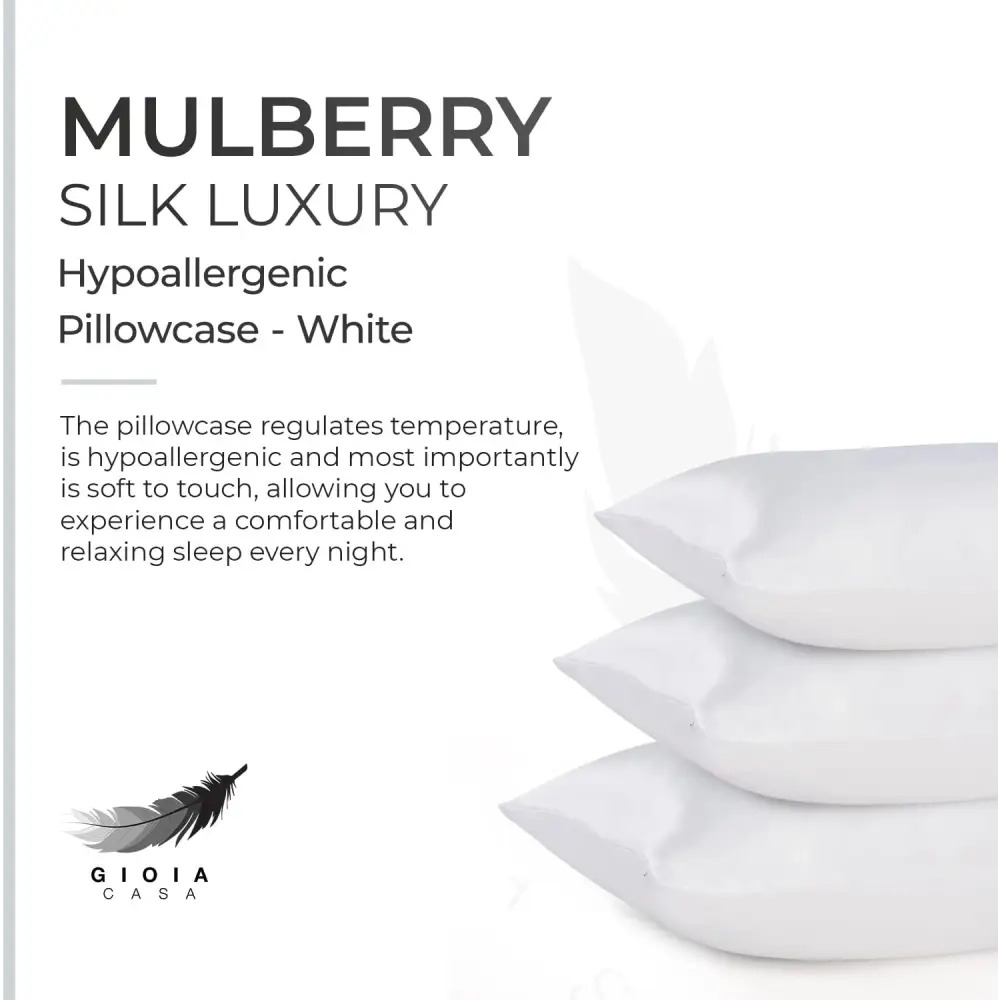 Luxury Pillowcase - 100% Pure Mulberry Silk on Both Sides - White - Home & Garden > Bedding > Pillowcases
