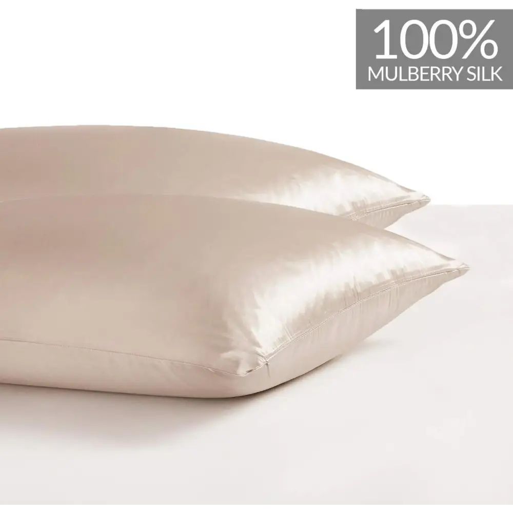 Luxury Pillowcase 2 Pack - 100% Pure Mulberry Silk on Both Sides - Champagne - Home & Garden > Bedding > Pillowcases