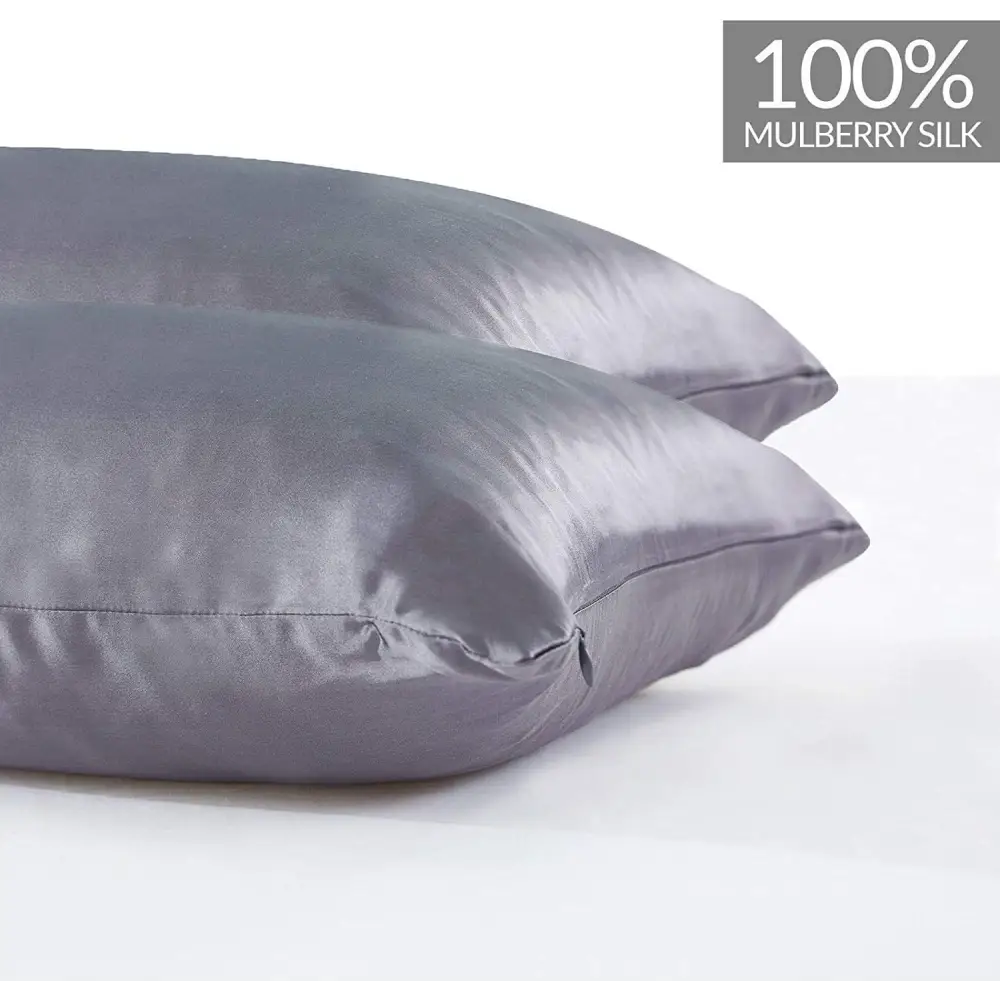 Luxury Pillowcase 2 Pack - 100% Pure Mulberry Silk on Both Sides - Charcoal - Home & Garden > Bedding > Pillowcases