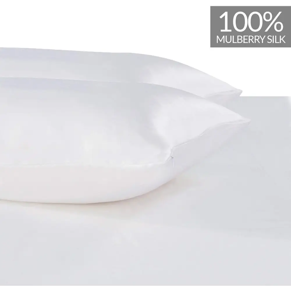 Luxury Pillowcase 2 Pack - 100% Pure Mulberry Silk on Both Sides - White - Home & Garden > Bedding > Pillowcases