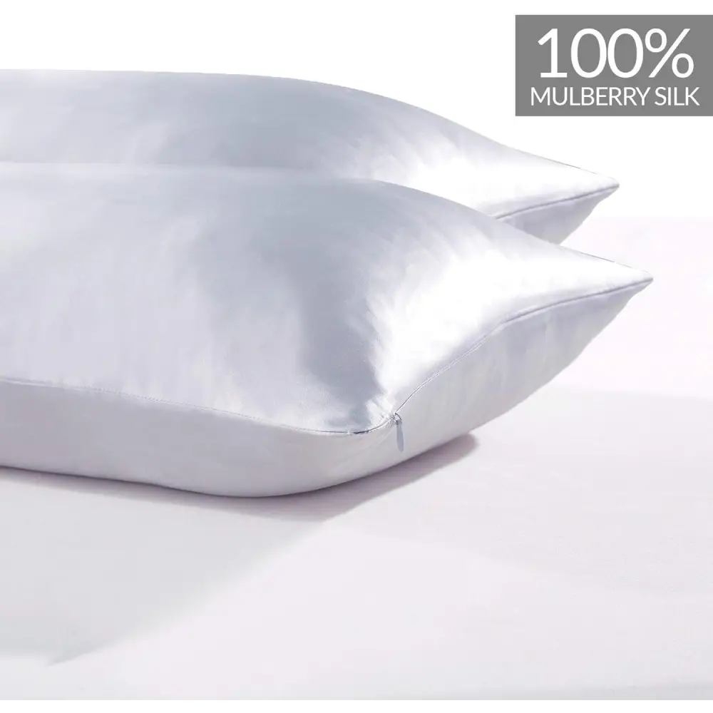 Luxury Pillowcase 2 Pack - 100% Pure Mulberry Silk on Both Sides - Silver - Home & Garden > Bedding > Pillowcases