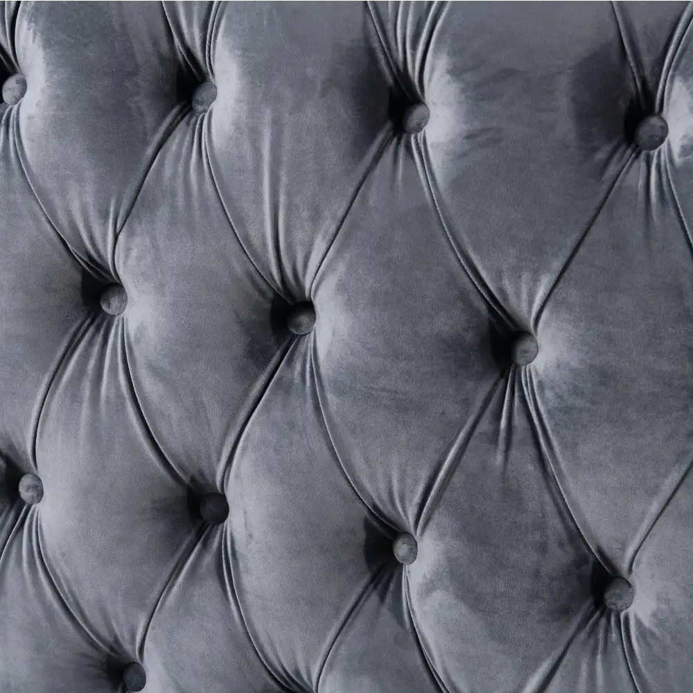 Madeline Range - Dark Grey Velvet 3 + 2 + 1 - Silver Trims - Furniture > Sofas