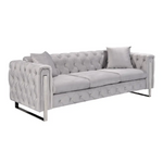 Madeline Range - Light Grey Velvet - Silver Trims - Furniture > Sofas