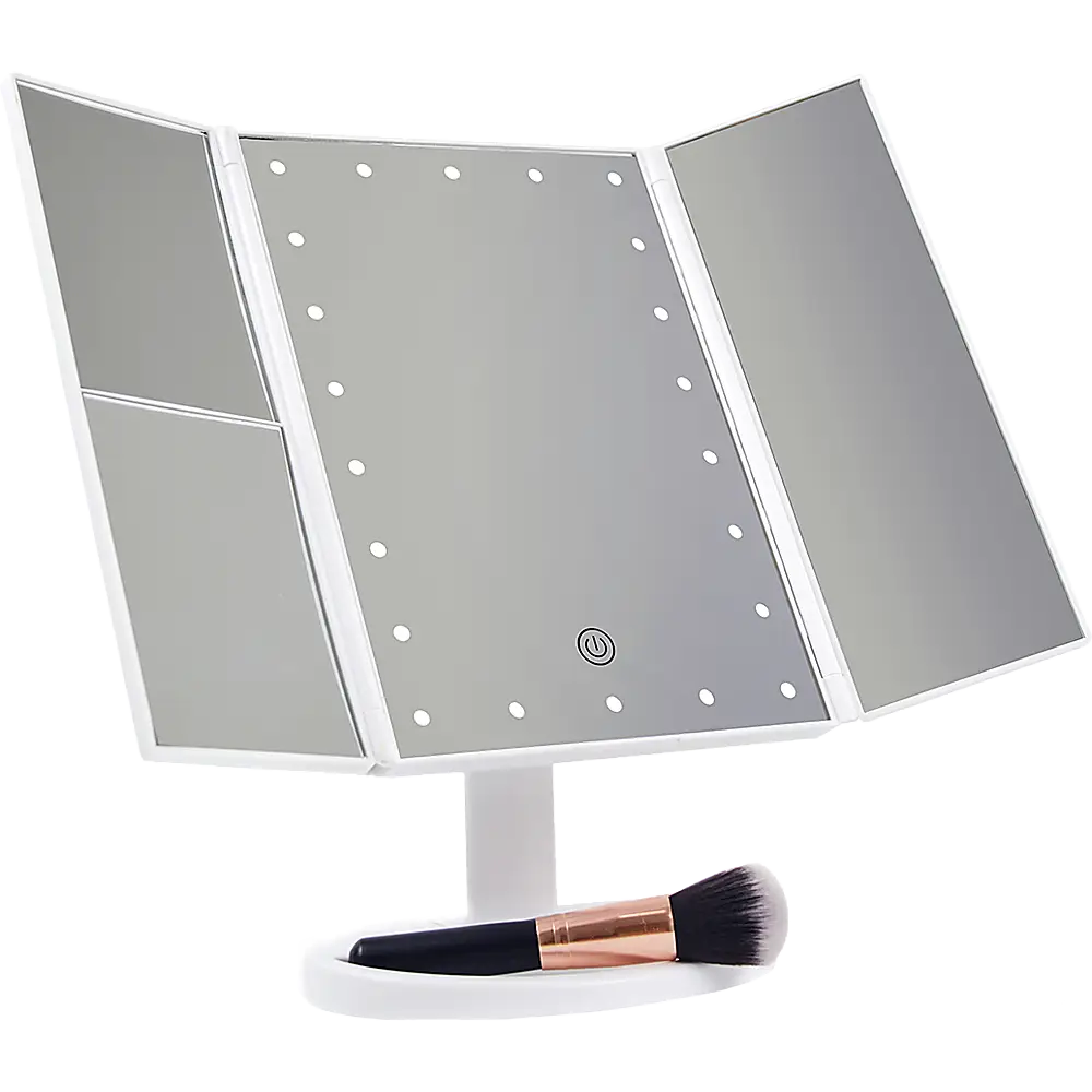 Makeup Mirror With LED Light Standing Mirror Magnifying Tri-Fold Touch - Health & Beauty > Bath & Body > Bath Additives
