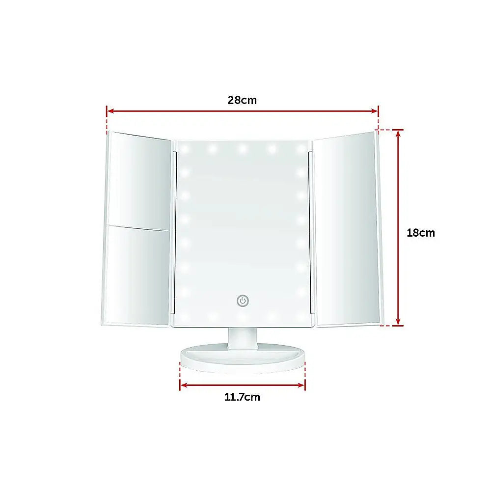 Makeup Mirror With LED Light Standing Mirror Magnifying Tri-Fold Touch - Health & Beauty > Bath & Body > Bath Additives