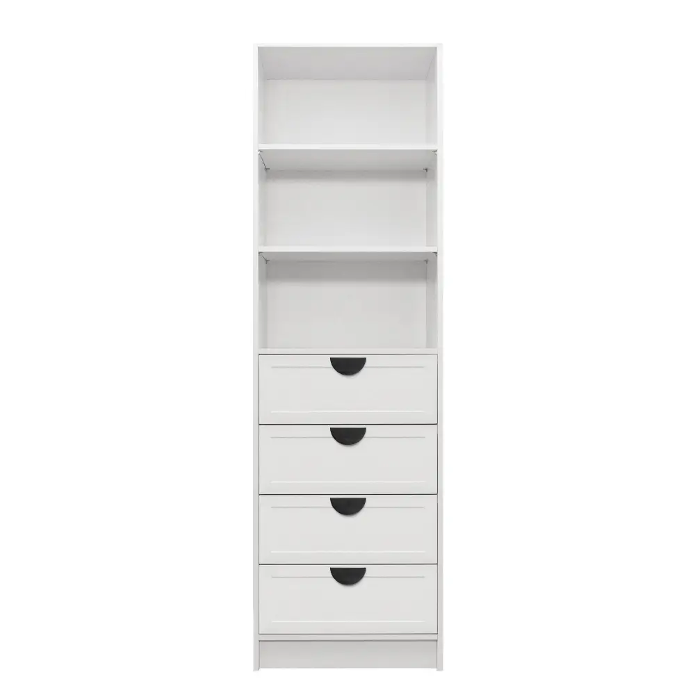 MALMO 3 SHELF 4 DRAWER WALK IN WARDROBE - WHITE - HAMPTONS - HALF MOON BLACK - Home & Garden > Storage > Clothing &