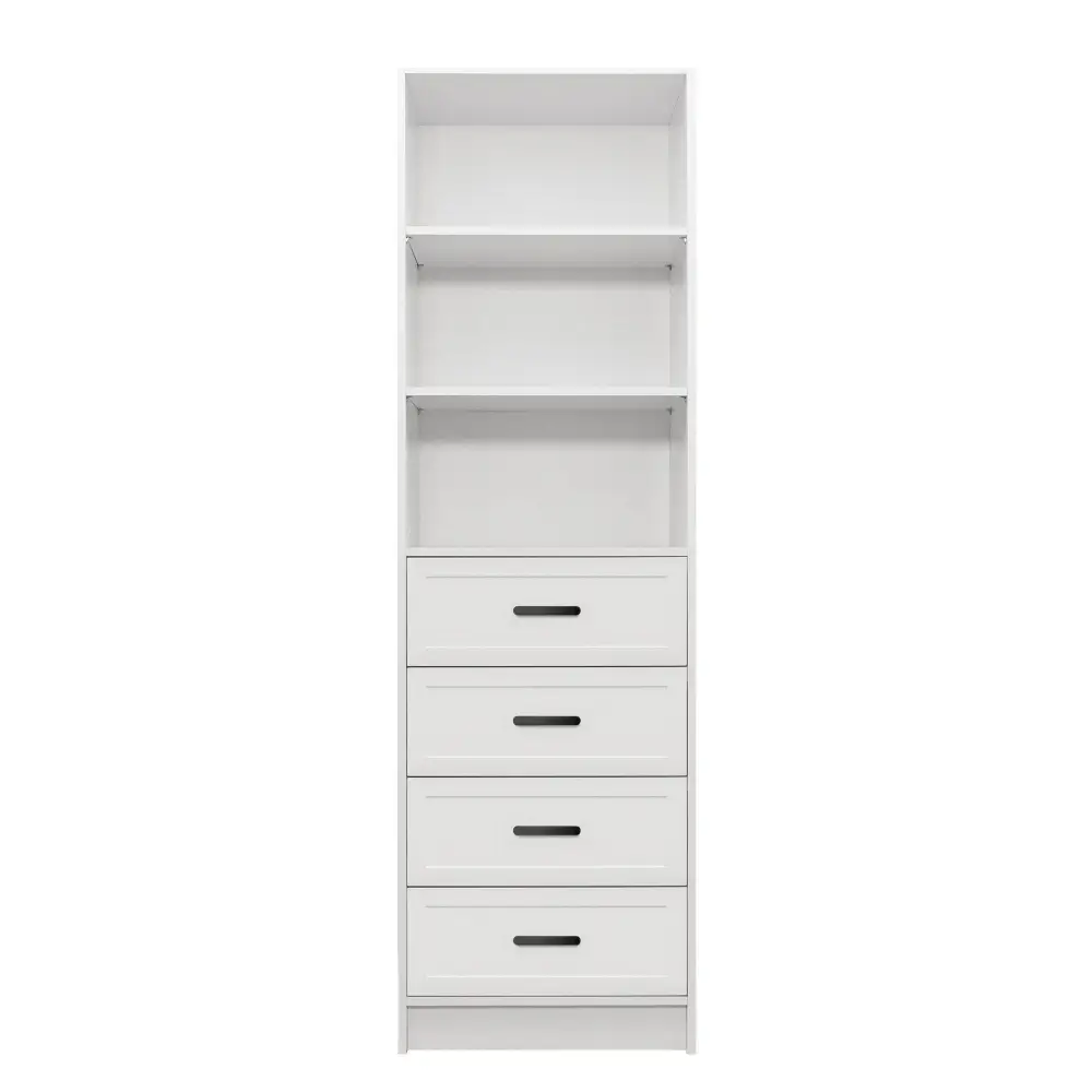 MALMO 3 SHELF 4 DRAWER WALK IN WARDROBE - WHITE - HAMPTONS - OVAL BLACK - Home & Garden > Storage > Clothing & Wardrobe