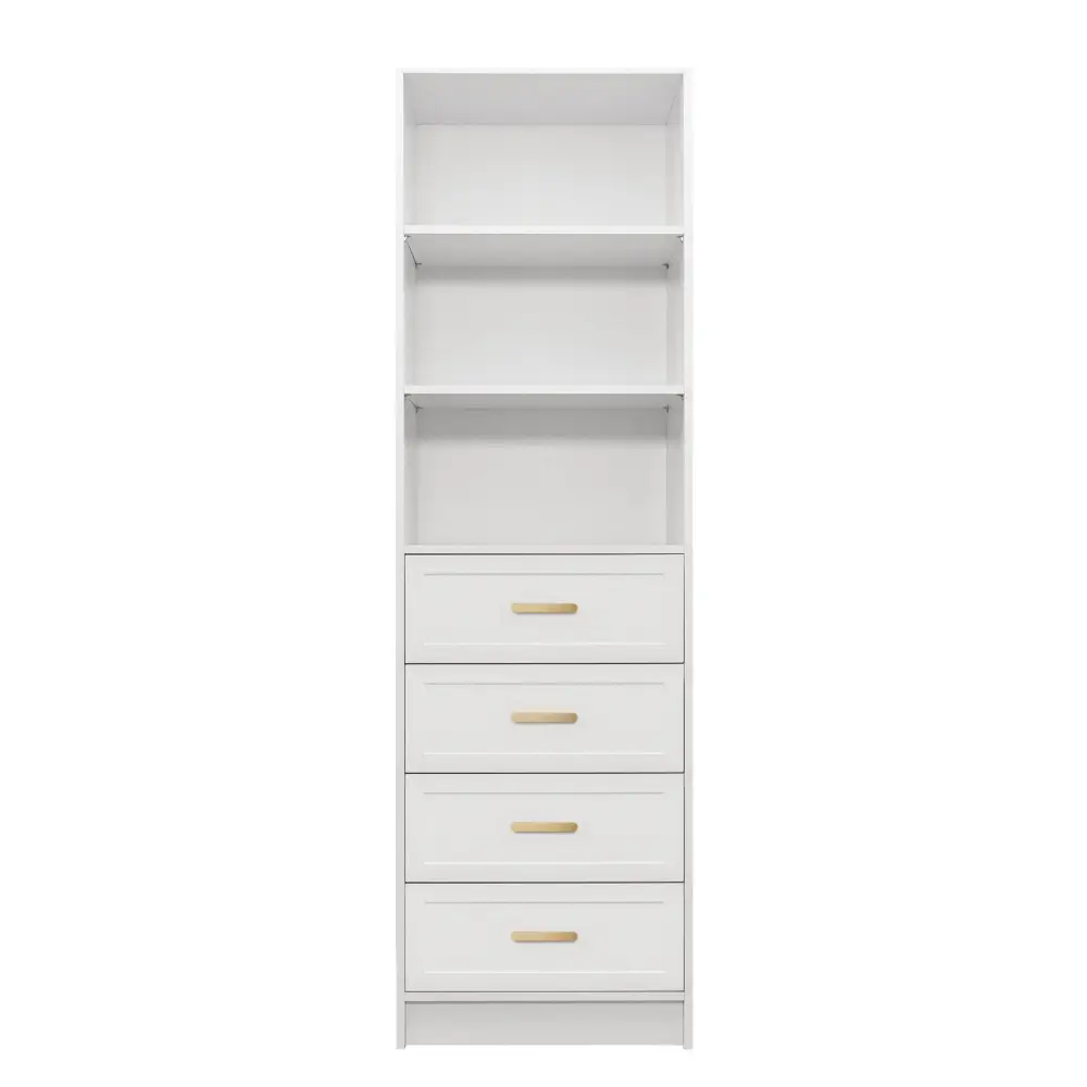 MALMO 3 SHELF 4 DRAWER WALK IN WARDROBE - WHITE - HAMPTONS - OVAL BRASS - Home & Garden > Storage > Clothing & Wardrobe