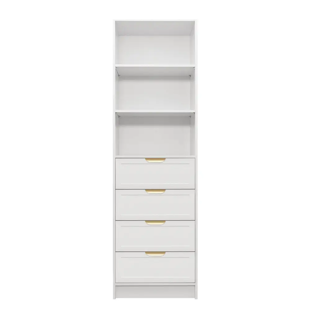 MALMO 3 SHELF 4 DRAWER WALK IN WARDROBE - WHITE - HAMPTONS - PULL BRASS - Home & Garden > Storage > Clothing & Wardrobe