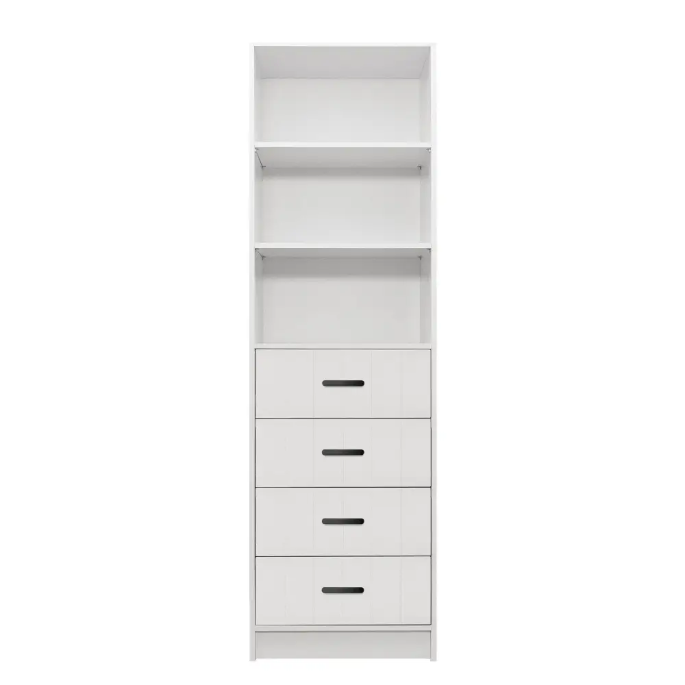 MALMO 3 SHELF 4 DRAWER WALK IN WARDROBE - WHITE - VJ PANEL - OVAL BLACK - Home & Garden > Storage > Clothing & Wardrobe