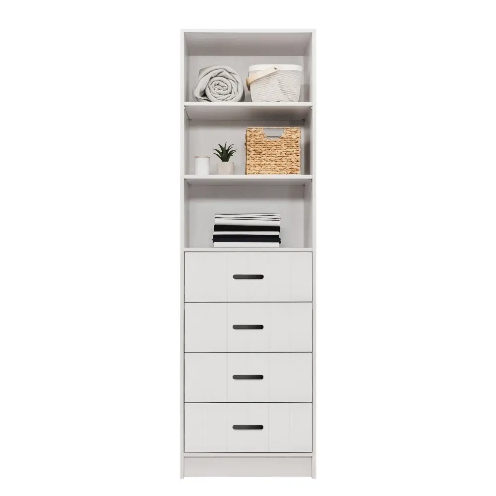 MALMO 3 SHELF 4 DRAWER WALK IN WARDROBE - WHITE - VJ PANEL - OVAL BLACK - Home & Garden > Storage > Clothing & Wardrobe