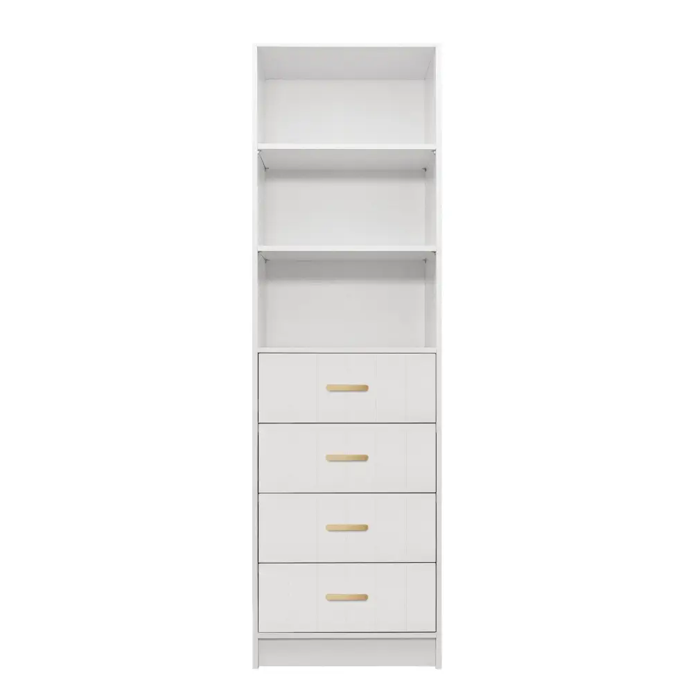 MALMO 3 SHELF 4 DRAWER WALK IN WARDROBE - WHITE - VJ PANEL - OVAL BRASS - Home & Garden > Storage > Clothing & Wardrobe
