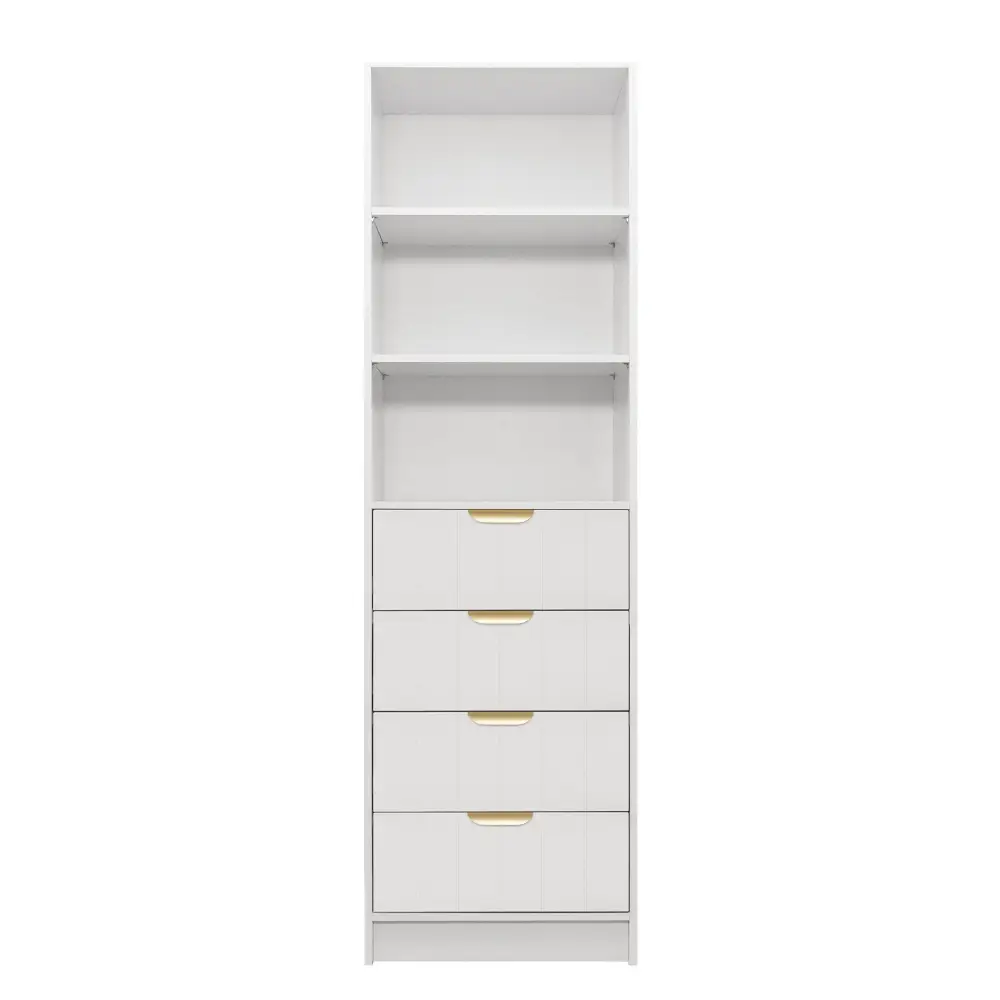 MALMO 3 SHELF 4 DRAWER WALK IN WARDROBE - WHITE - VJ PANEL - PULL BRASS - Home & Garden > Storage > Clothing & Wardrobe