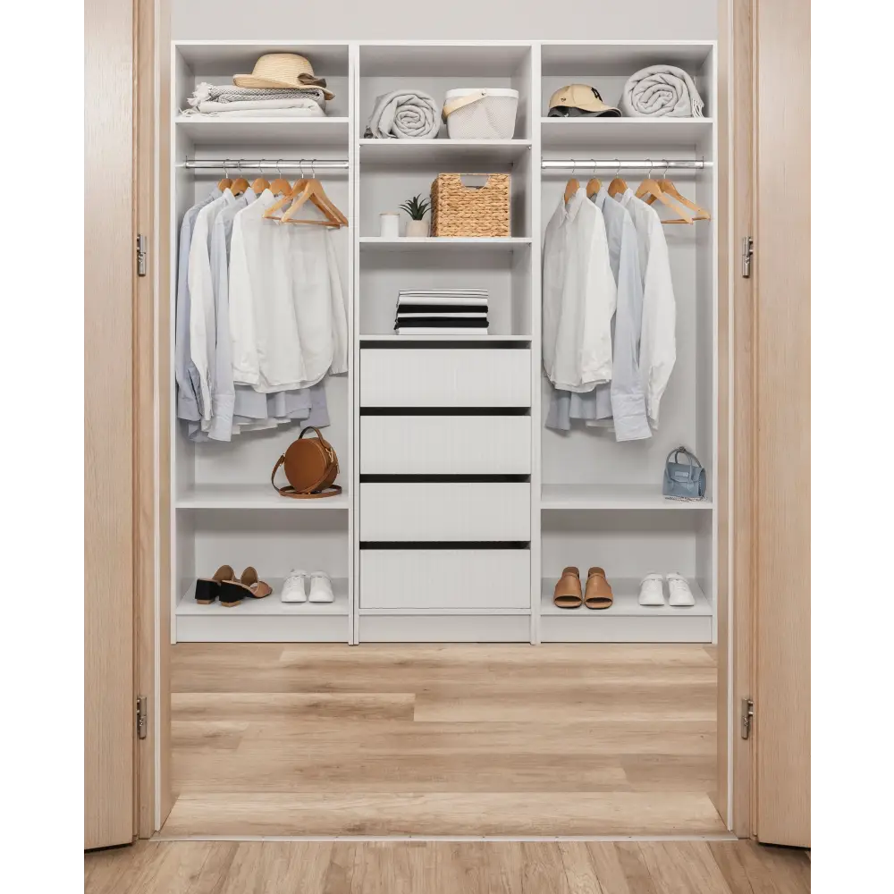 MALMO THREE SHELF/FOUR DRAWER WALK IN WARDROBE - FLUTED - Home & Garden > Storage > Clothing & Wardrobe Storage